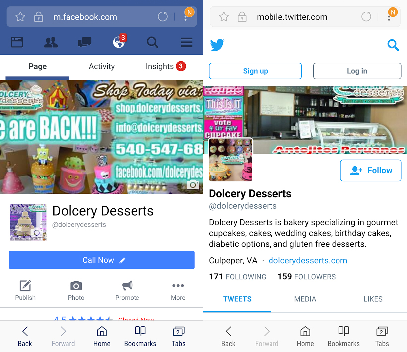 Dolcery Desserts Facebook Twitter Page social media